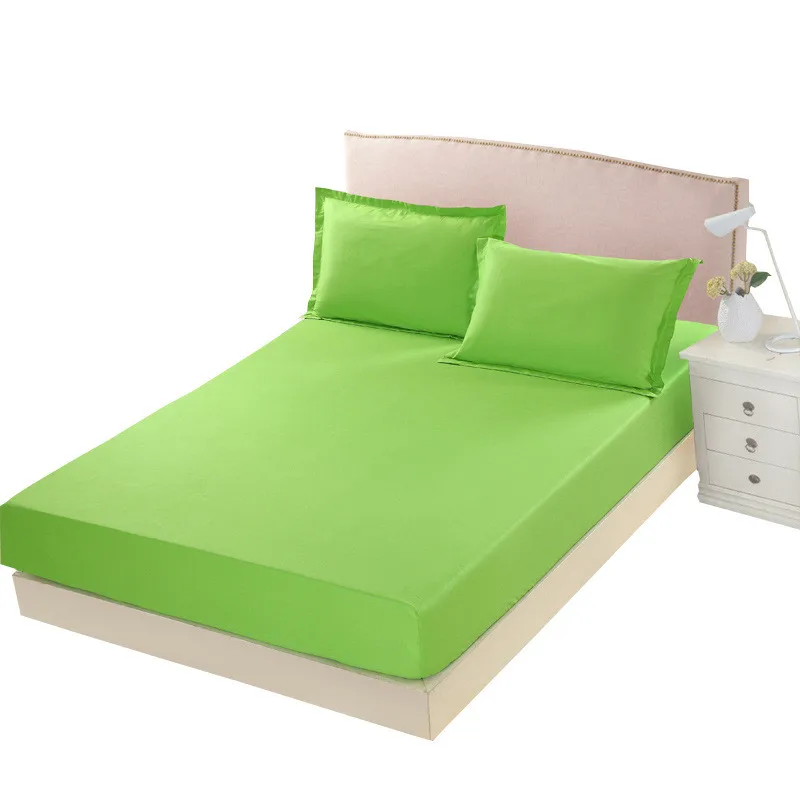 

1 Piece 100% Cotton Fitted Sheet Green Color Bed Sheet For Single Double Bed Kids Adults XF635-5 (No Pillowcase)