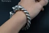 Trendy Handmade Customize Viking Wolf Wild Boar Bracelet For Men Cuff Tibetan Silver Odin Raven Opening Bangle Bracelets Jewelry 4