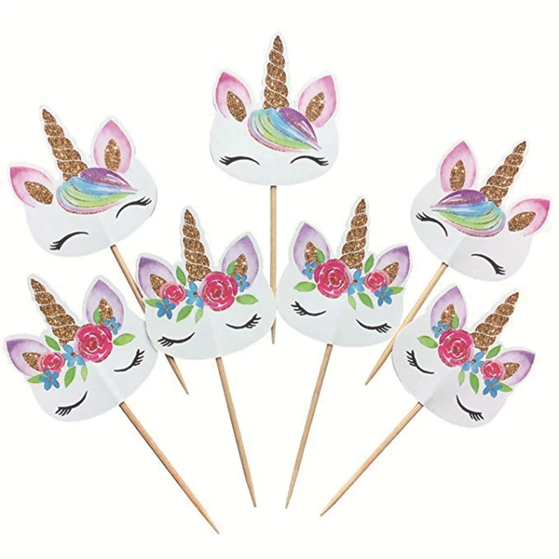 24PCS Unicorn Cake Flag Birthday Party | Дом и сад