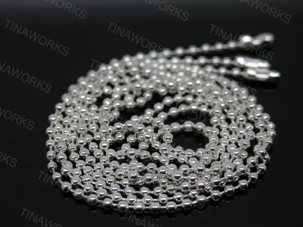 

Lot of 100PCS Shiny Silver Plated Dog/Ball Chain Necklace Lead Free 2.4mm Bead 24''/60cm