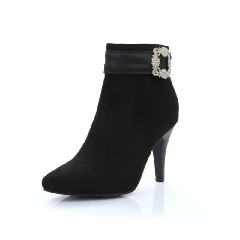 

botas Suede boots pointed high heels woman shoes big yards 40-46 yards diamond botas mujer zapatos mujer z202