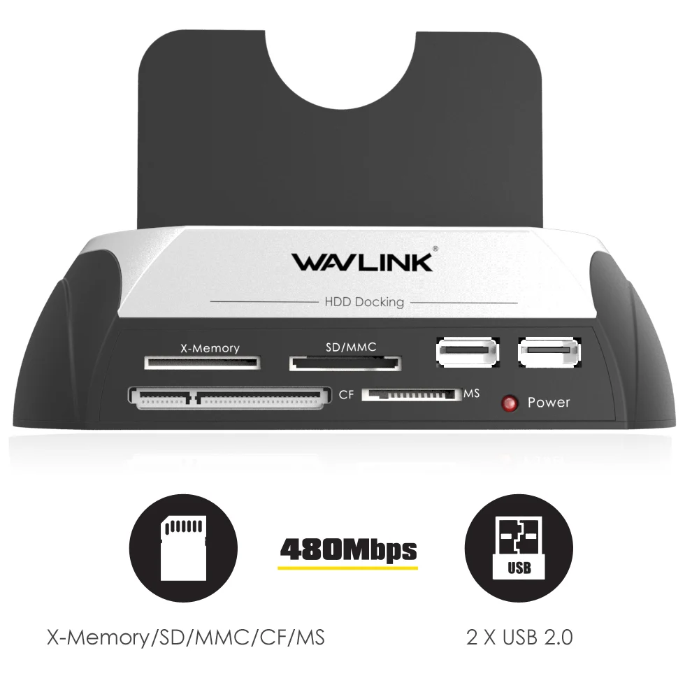 Wavlink SATA HDD Docking Station Enclosure with Multi Card Reader Slot for HDD Enclosure 2.5/3.5 inch Hard Drive Docking Station