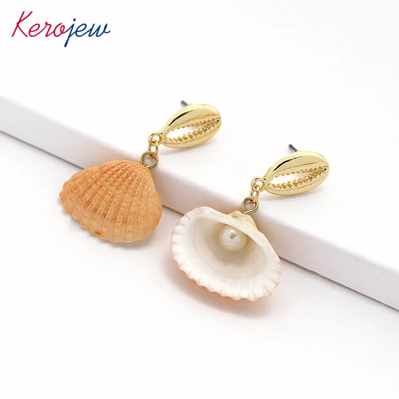 

Designer Brand Seashell Pattern Zinc Alloy Earrings For Women Elegant Personality Oorecchini Donna Long Dangle Earring