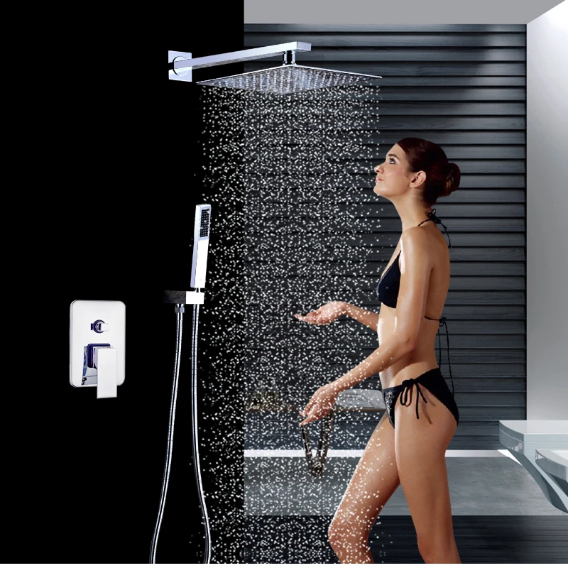 Index Bath Stainless Steel Chrome Wall Mount Rainfall Shower Faucet Set