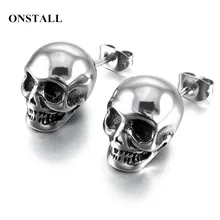 Дизайн, тренд, мужские серьги для ногтей в стиле рок, мужские серьги в стиле хип-хоп, панк, мужские серьги с черепом, титановая сталь для мальчиков