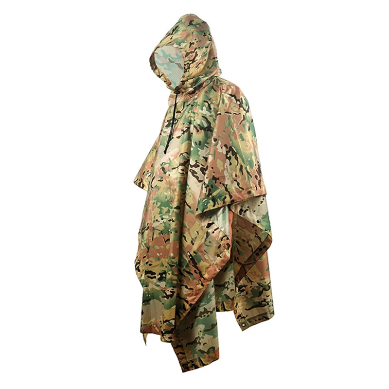 Камуфляжные костюмы для охоты, пончо для дождя из полиэстера+ полиуретана, водонепроницаемый дождевик, экологический дождевик, пончо для дождливой погоды, спортивная одежда для улицы