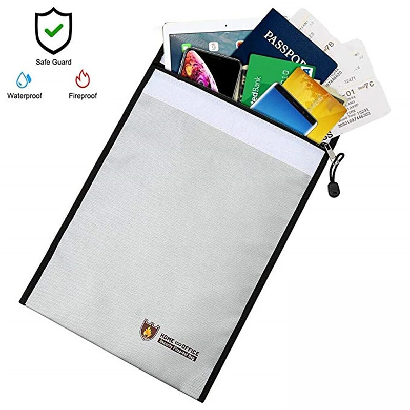 

Portable Fireproof Document Bag Household Office Fire Resistant Money File Folder Waterproof File Storage Bag safe for documents