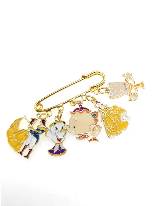 

1pcs cartoon Beauty and the beast cute princess Fashion Jewelry Accessories Badge/Brooch Pin gifts decoration D-01