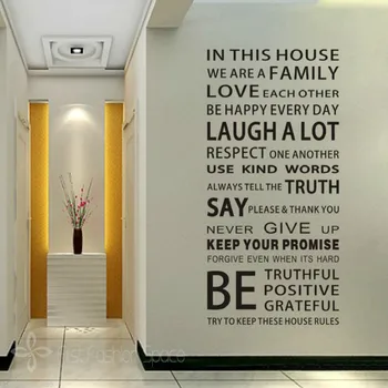 

New 2018 Family House Rules Quotes And Sayings Stickers Wall Decal Removable Art Vinyl Wall Sticker Home Decor Size 55*110 CM