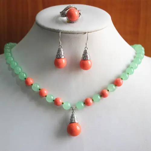 

Prett Lovely Women's Wedding New Design Women'S 2colors gem/Pearl Necklace Earring Ring(7/8/9)Jewelry Set 5.23 silver-jewelry