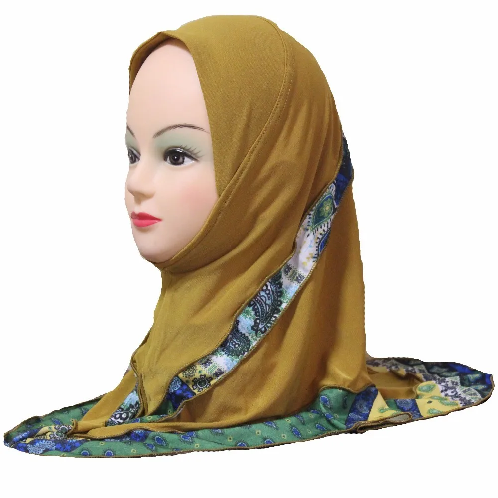 

Lovely Girls Kids Muslim Hijab Islamic Arab Scarf Shawls Flower Pattern for 3 to 8 years old Girls