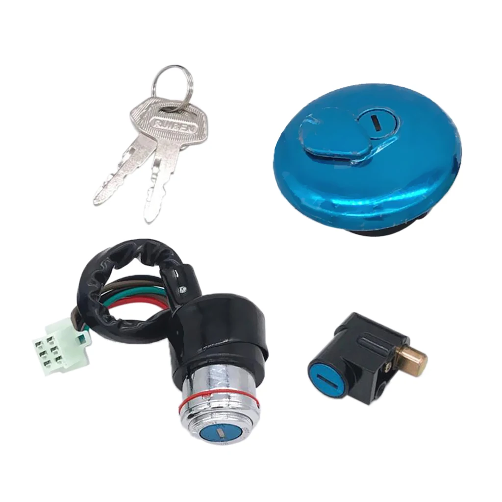 1 Set Motorbike Ignition Switch Fuel Gas Cap Cover Steering Lock Key Set For Suzuki GN 125 Motorcycle Ignition Accessories