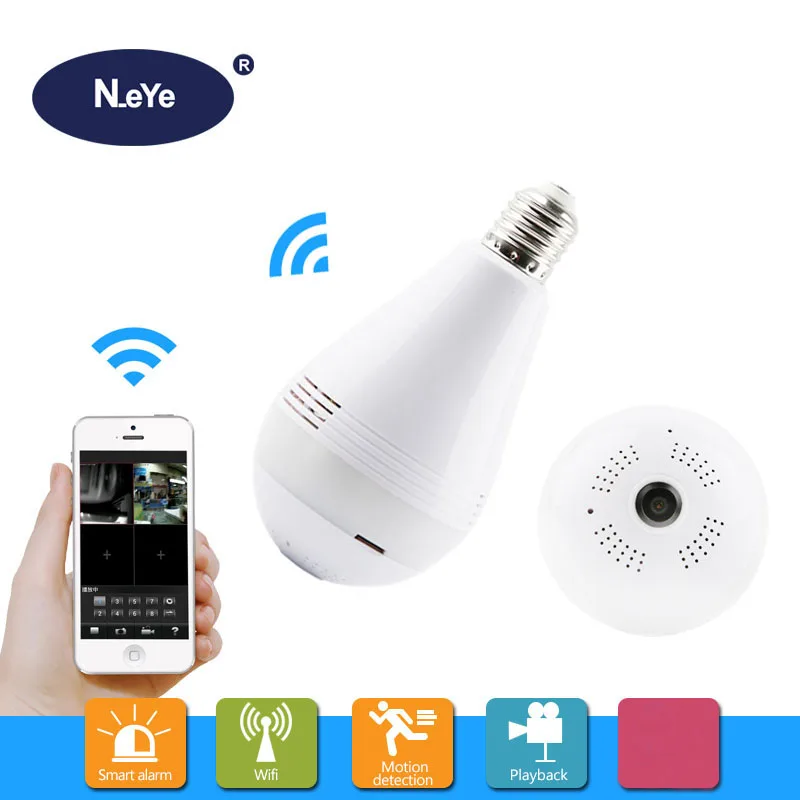 

2MP Bulb Light Camera WiFi Panoramic IP Security Surveillance with IR Motion Detection Night Vision Two-Way Audio for home