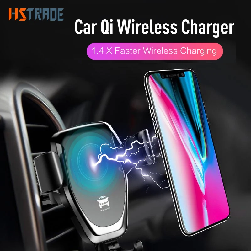 10W Qi Wireless Charger for IPhone X XS Max XR 8Plus Fast Wireless Charging Pad for Samsung S10 S9 Note 9 8 Car Holder Charger