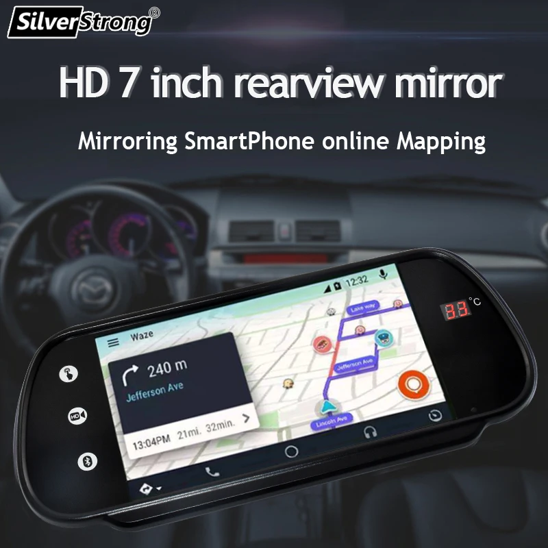 

SilverStrong 7inch RearView Mirror Car MP5 Player Mirroring link GPS tracker positioning FM trans Bluetooth Reversing MP7050