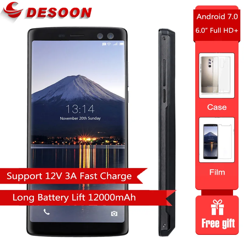 

DOOGEE BL12000 Smartphone Android 7 12000mAh superbattery MT6750T Octa Core 16MP 4 Camera 4GB 32GB Android 7.0 celular 4G Mobile