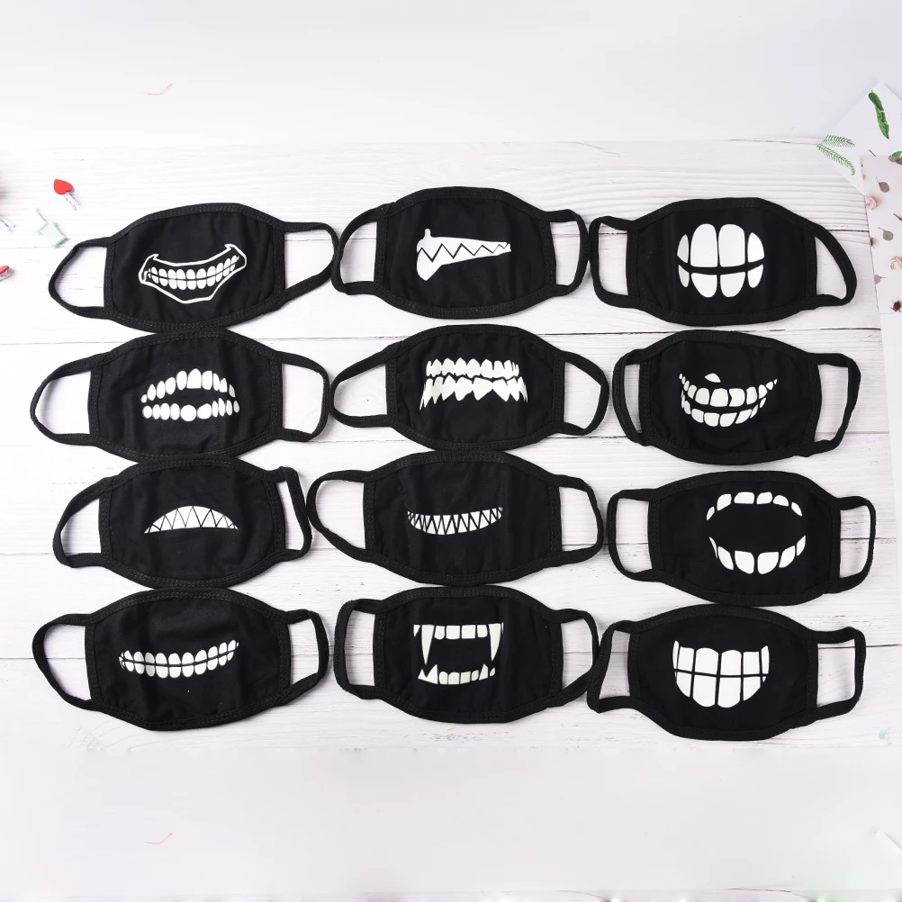 1 шт. маска для рта светильник в темноте Анти Пыль сохраняет тепло классная маска мультфильм рот Муфельная маска для лица смайлик маска Kpop маски