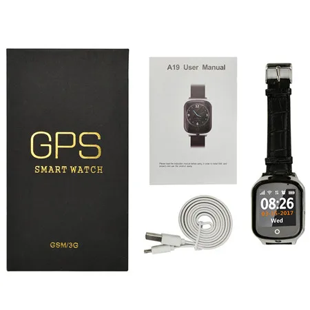 A19 LBS gps Wi-Fi расположение 3g Смарт gps трекер SOS монитор вызовов для детей старшего возраста безопасность следа Поддержка часы с сим-картой часы - Цвет: with box black