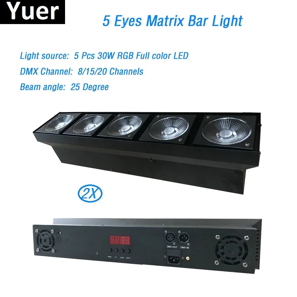 2 шт./лот 5x30 Вт RGB LED Блиндер матрица бар свет 25 градусов угол луча светодиодный