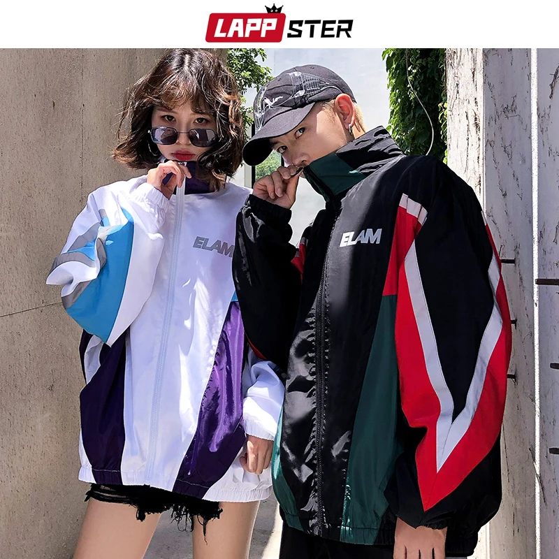 LAPPSTER Men reflective Japanese Streetwear Bomber Jackets 2019 Couple Hip Hop Windbreaker Jacket Harajuku Color Block Plus Size