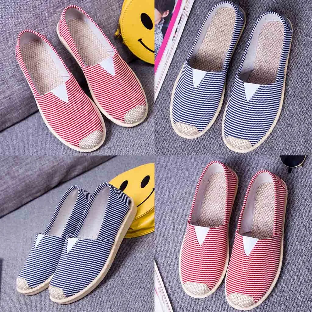 

Vintage Lazy Shoes Boat Soft Flat Bottom Slip On Sandals Unisex Casual Summer Round Toe Straw Woven Breathable Mujer Zapatos
