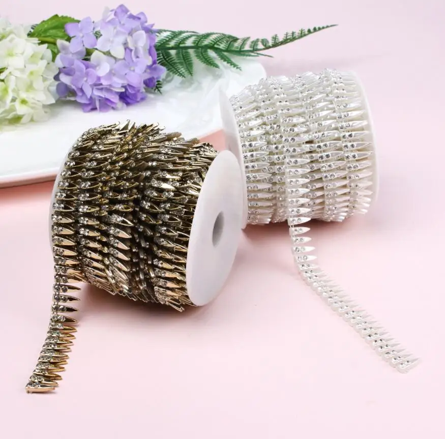 Design-1 White 2 ярда горный хрусталь волна/цветок/заостренный бисер УФ покрытие цепи отделка для шитья Apperal Сумка Обувь заглушка воротник праздник место украшения - Цвет: Design-1 White