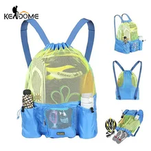 Women Men Beach Backpack Drawstring Mesh Net Summer Swimming Bag Swim Rucksack Waterproof Bolsa Deporte Outdoor Sport XA164D