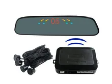 Free shipping Car Wireless Rearview Mirror LED Screen Backup Parking Sensors System with 4 Sensors 6 Colors Option Universal AE