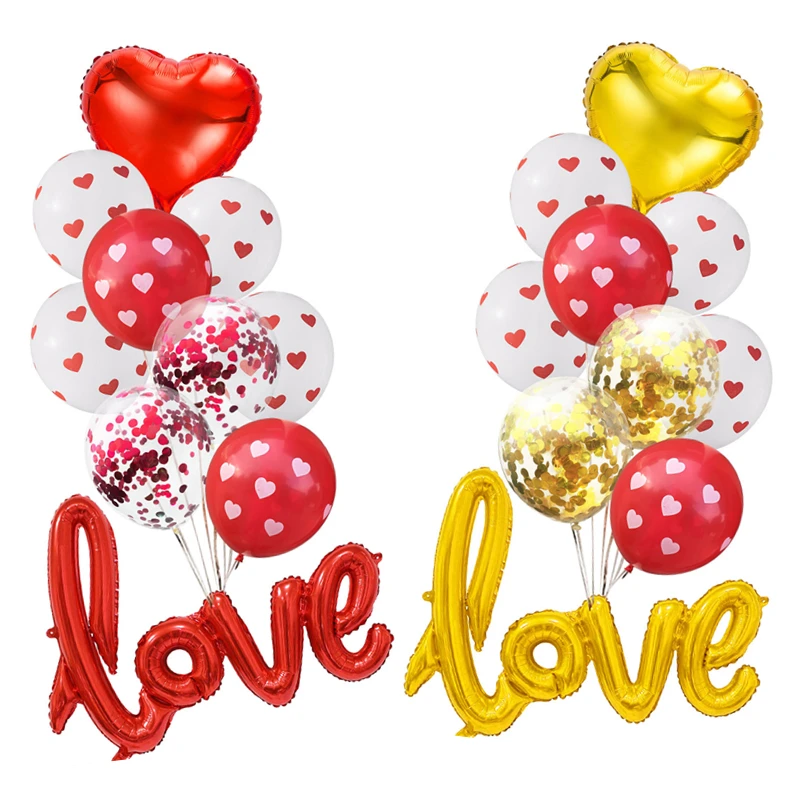 

Ligatures Love Letter Heart Foil Balloons Red Gold Confetti Helium Balloon Wedding Party Decor Marriage Bridal Shower Decoration