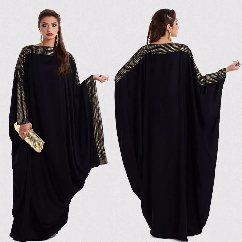 

Arabic Elegant Loose Abaya Dubai Vestidos Kaftan Islamic Turkey Muslim Long Dress Clothing Women Black Robe Femme Plus Size 6XL