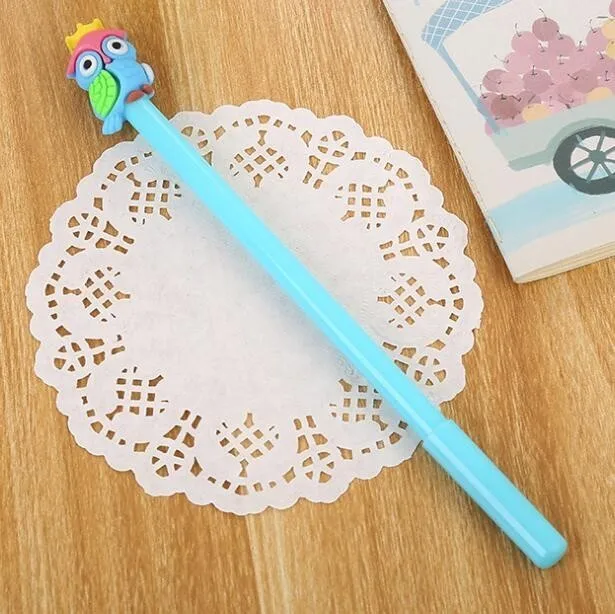 lan Свежий Сова серия гелевых ручек DIY канцелярские товары школьные принадлежности Гладкие письма черные и синие чернильные ручки 0,5 мм 1 шт - Цвет: lan