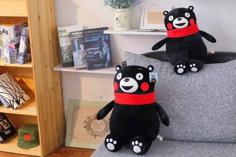 Япония талисман Кумамон красный шарф медведь плюшевые игрушки для детей подарок прекрасный кукла подушка Высокое качество и низкая цена 70 см