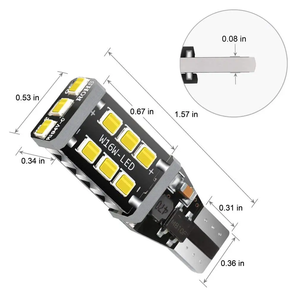 4 шт. T15 906 W16W 921 912 светодиодный Обратный лампы 2835 15SMD Canbus Error Free автомобильный светодиодный лампы только для помощи при движении задним ходом светильники 12 v