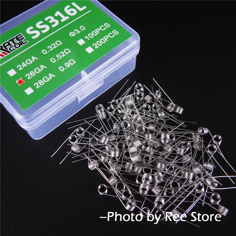 

PIRATE COIL SS316L Prebuilt Coil 100Pcs/Pack SS316 Coil Electronic Cigarette Rda Rta Atomizer DIY Accessories