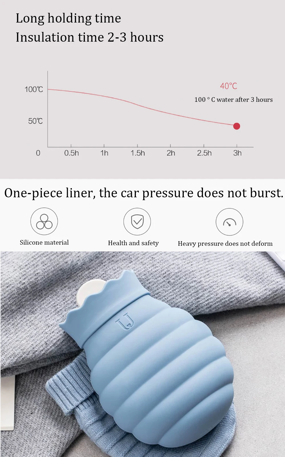 Xiaomi 313620ml Hot Water Bag-s Microwave Heating Silicone Bottle Winter Heater With Knitted Cover Bag-s Gift for Girl Women (3)