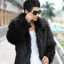 Роскошное мужское черное пальто из искусственного меха, верхняя одежда, теплая короткая куртка, зимнее пальто, парка