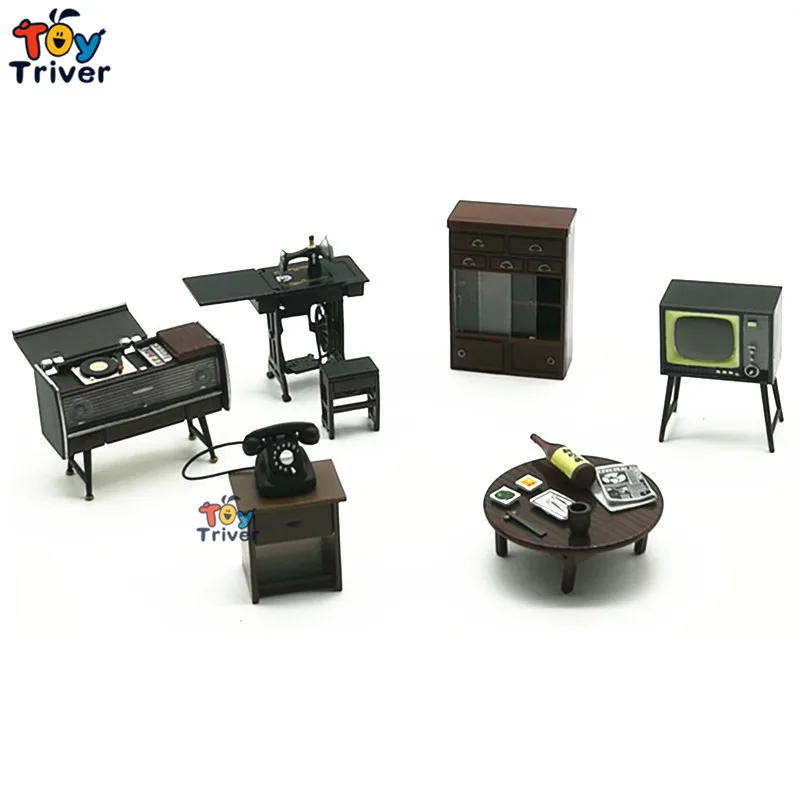 

6pcs Vintage Miniature Dollhouse Japanese Japan Furniture Fridge Magnet Doll House Accessories Model Craft Toy Home Decor Triver