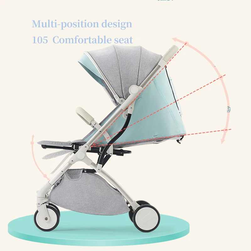  High landscape baby stroller light umbrella travel pram can sit and lying trolley folding portable 