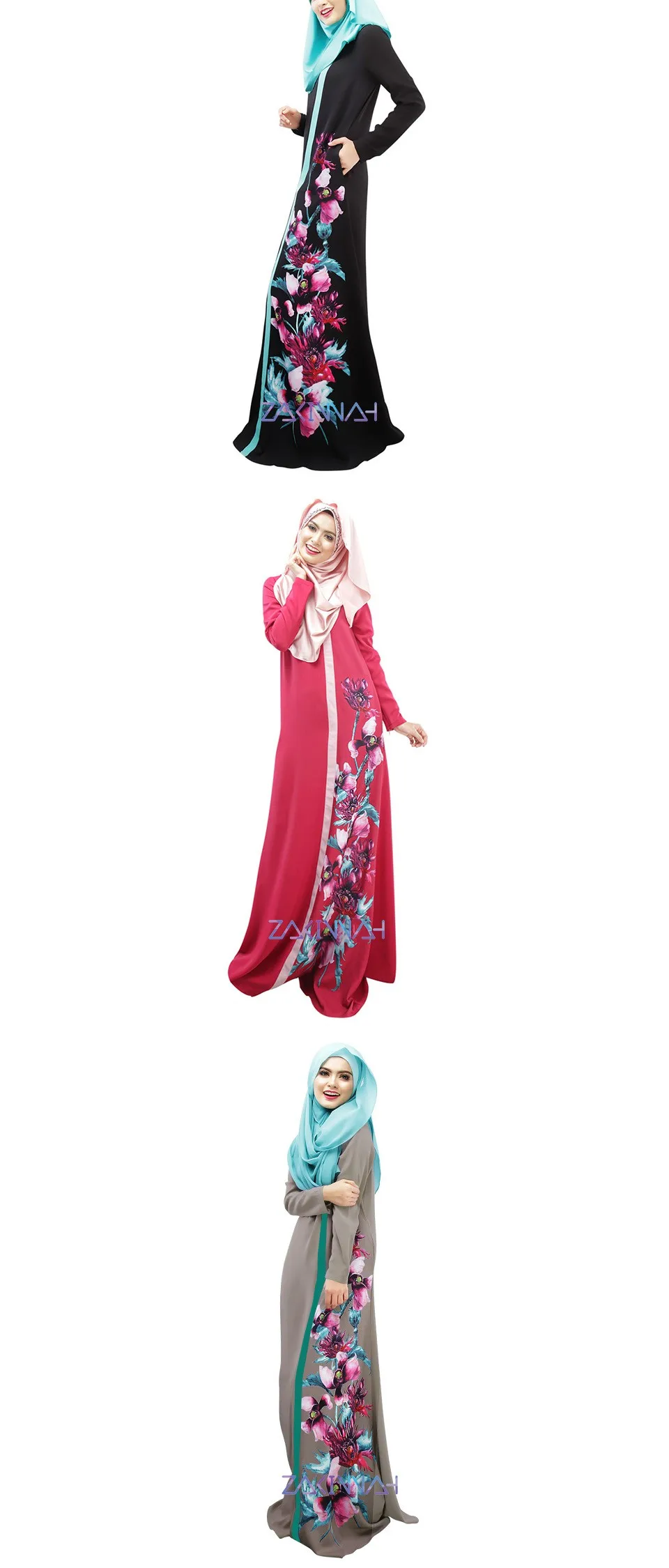 026 новый стиль в Дубае Женский цветочный принт халат сращенный халат мусульманское платье Женская одежда халат Турецкая абайа vestidos musulmanes