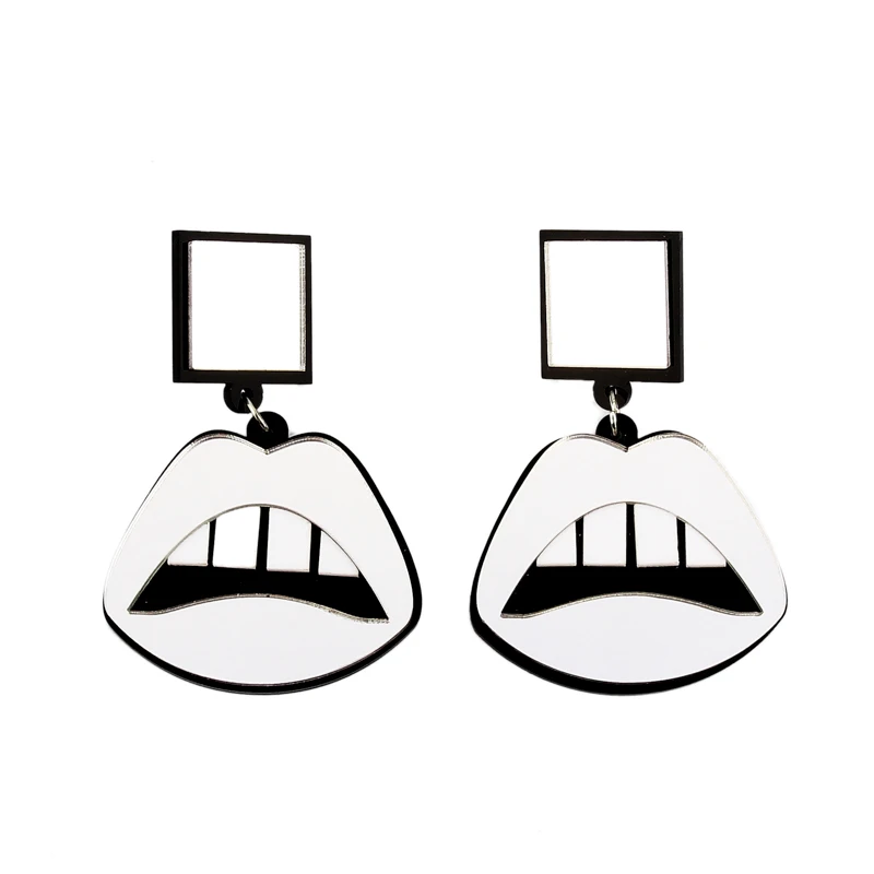 

Night Club Singer Women Jewelry Acrylic Silver Lips Stud Earrings
