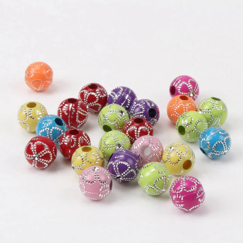 2018 New Mix Color Gold Stripe Flower Wave Acrylic Spacer Beads For Bracelet Necklace Jewelry Making DIY 10mm 50pcs | Украшения и