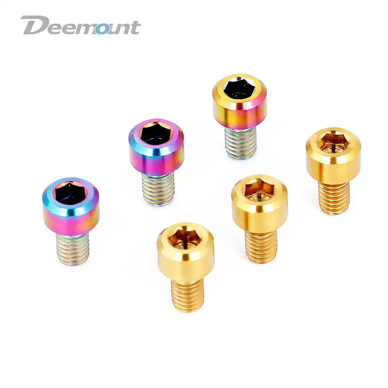 RISK 2pcs Titanium M6*10mm Bicycle Brake Cable Bolts MTB Bike V Brake Bolt Screw