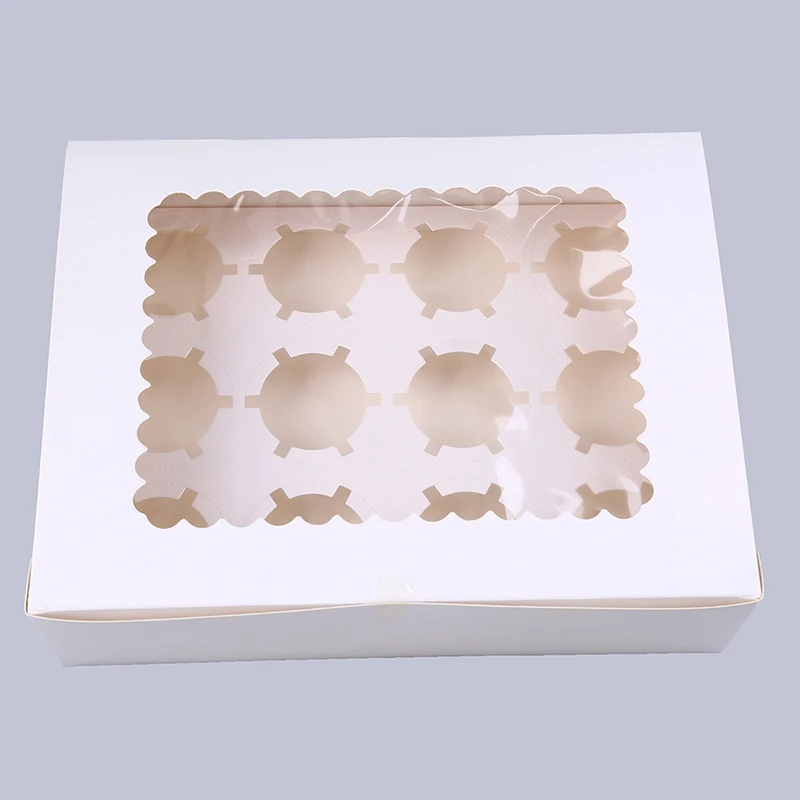 

WHISM 12 Holes Muffin Cupcake Paper Box Pastry Chocolate Candy Packaging Box Wedding Christmas Birthday Party Baby Shower Favor