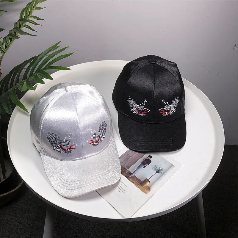 Атласные шарфы Кепка Gorras модные унисекс повседневные бейсболки женские Snapback спортивные хип хоп кепки Дракон Вышивка атласная шелковая шляпа