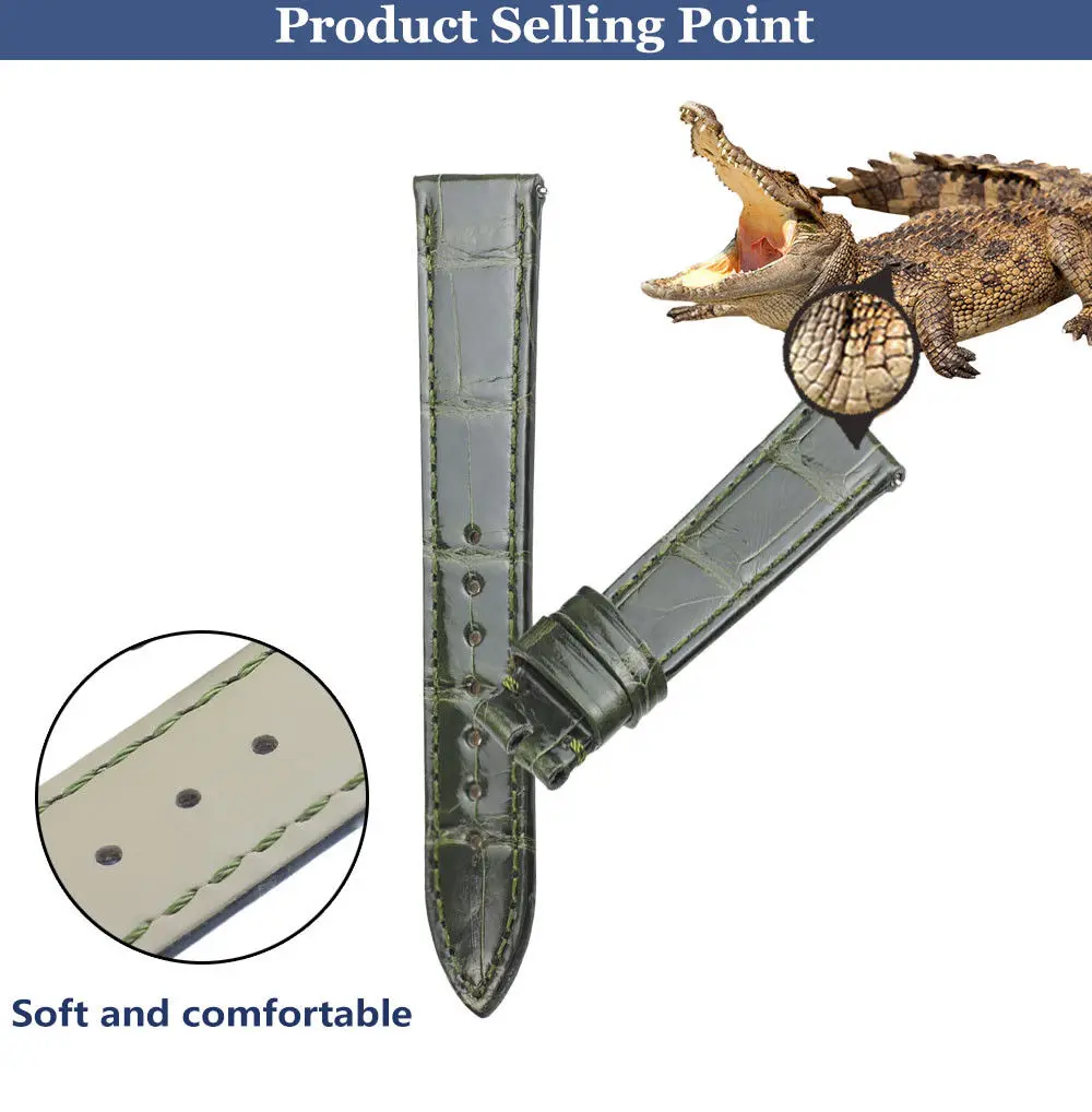 Ремешок для часов из натуральной крокодиловой кожи черный ремешок из кожи аллигатора 14 мм-24 мм
