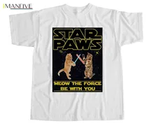 Star Paws T Shirt Cats Geek Kittens Star Wars PARODY funny Jawas Darth Episode 2019 Newest Men'S Funny Streetwear Tees T Shirts pirates sticker book star paws