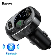 Baseus USB Car Charger Kit Mãos Livres Transmissor FM Modulador De Áudio Aux MP3 Jogador Bluetooth 4.2 Carregamento Rápido Carregador de Carro USB(China)