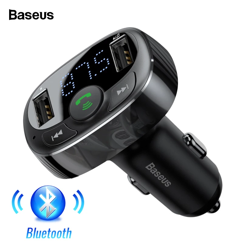 Baseus USB شاحن سيارة كيت يدوي FM الارسال Aux المغير الصوت MP3 لاعب بلوتوث 4.2 سريع شاحن سيارة شاحن يو اس بي