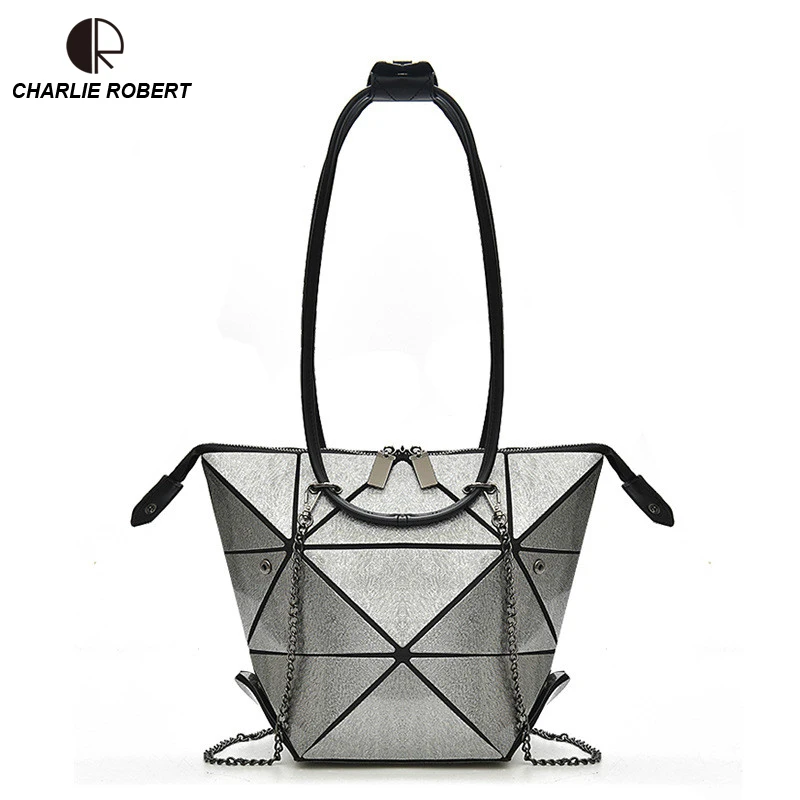 

2019 New Spring Style Women Lady Casual Geometric Tote Three Shapes Six Colors Water Droplets Hard Fashion Top-Handle Bags