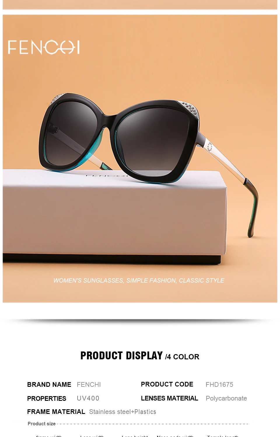 Новые пластиковые солнцезащитные очки из нержавеющей стали, модные солнцезащитные очки кошачий глаз